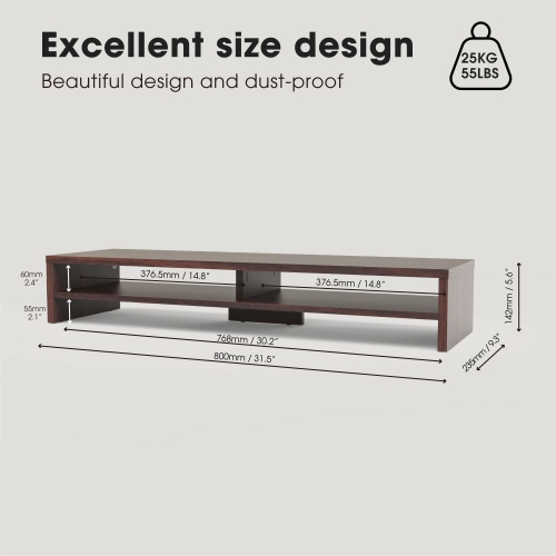 FENGE 2 Tiers Monitor Riser Stand Large Computer Laptop Stand with Keyboard Storage Space, Desk Accessories, Home Office Supplies