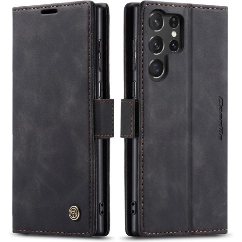 Leather Wallet Case for Samsung Galaxy S25Ultra - Folding Flap Case with Credit Card Holder and Magnetic Closure - Black