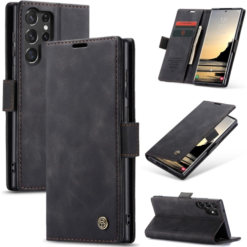 Leather Wallet Case for Samsung Galaxy S25Ultra - Folding Flap Case with Credit Card Holder and Magnetic Closure - Black