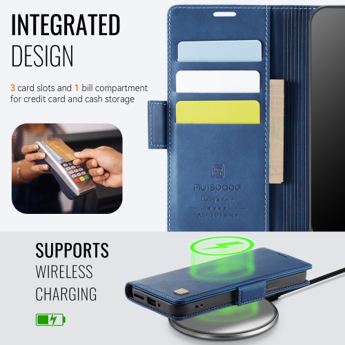 Étui portefeuille en cuir pour Pixel 9/9 Pro de Google - Étui à rabat pliable avec porte-carte de crédit et fermeture magnétique - Bleu