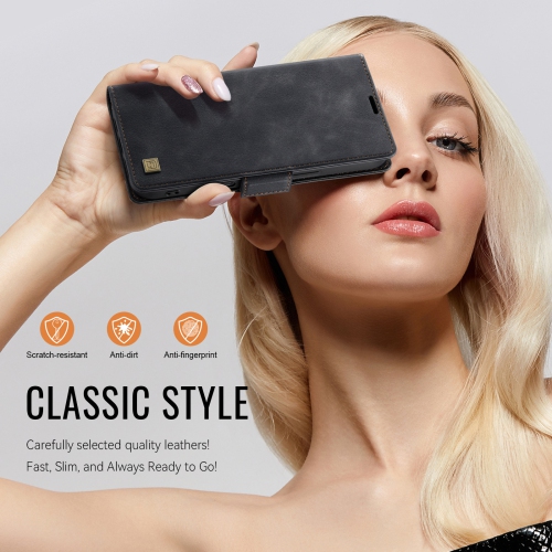 Leather Wallet Case for iPhone 16E - Folding Flap Case with Credit Card Holder and Magnetic Closure - Black