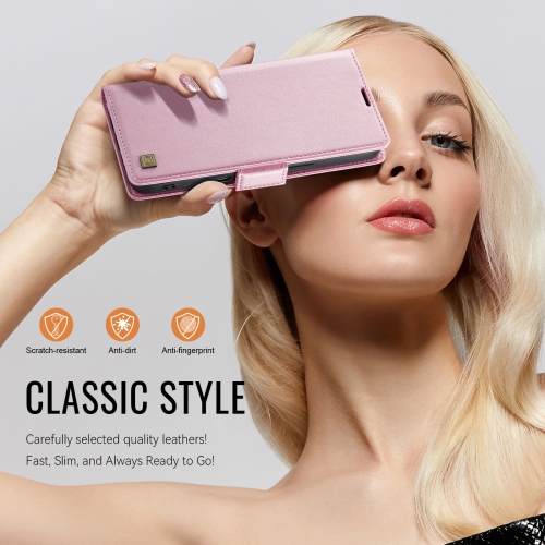 Leather Wallet Case for Google Pixel 9/9 Pro - Folding Flap Case with Credit Card Holder and Magnetic Closure - Pink