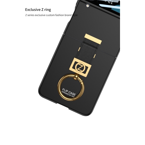 Ultra-Thin Z-Ring Folding Screen Stand Case for Samsung Galaxy Z Flip 3 - Cool Black