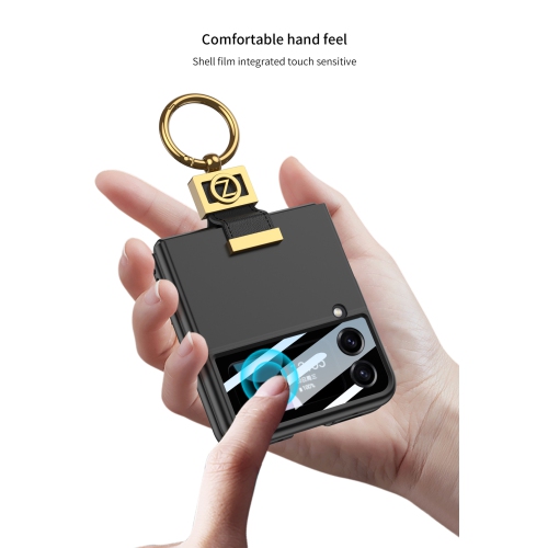 Ultra-Thin Z-Ring Folding Screen Stand Case for Samsung Galaxy Z Flip 3 - Sweet Pink