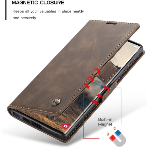 Leather Wallet Case for Samsung Galaxy S25Ultra - Folding Flap Case with Credit Card Holder and Magnetic Closure - Brown