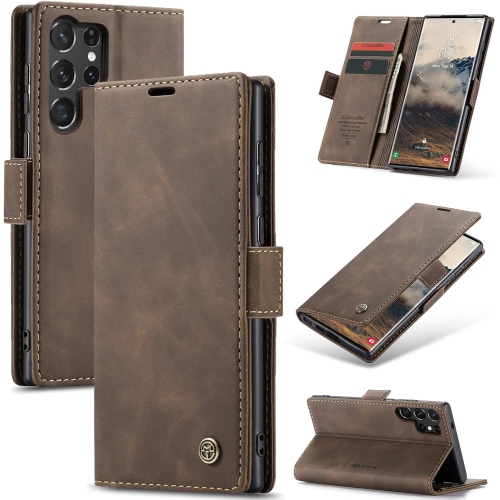 Leather Wallet Case for Samsung Galaxy S25Ultra - Folding Flap Case with Credit Card Holder and Magnetic Closure - Brown