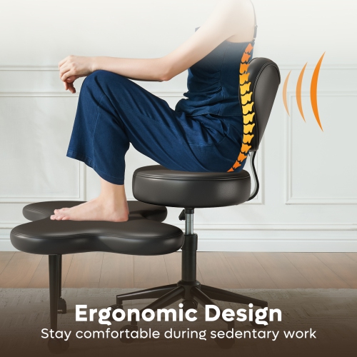 Chaise pivotante ergonomique à pattes croisées Pinmoco, chaise de méditation à hauteur réglable ADHD avec dossier, chaise de bureau/maison