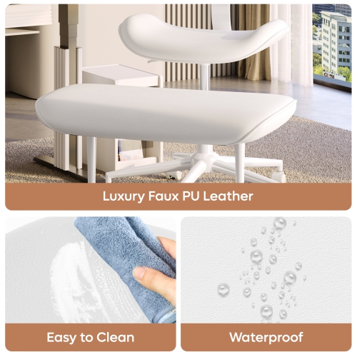 Pinmoco Ergonomic Cross-Legged Swivel Chair, Adjustable PU Leather Meditation Chair with Back Support, Office/Home Chair