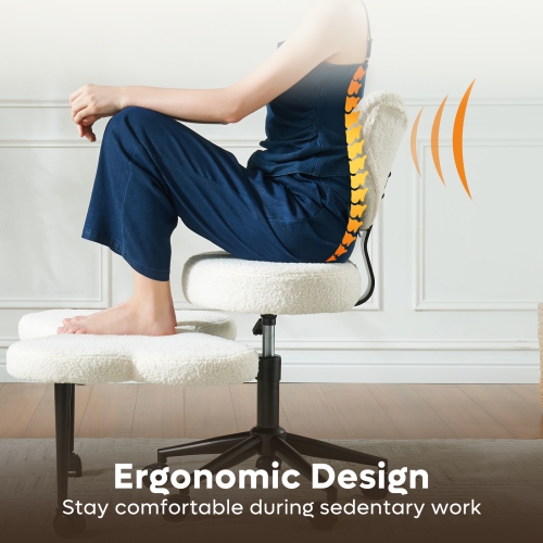 Chaise pivotante ergonomique à pattes croisées Pinmoco, chaise de méditation à hauteur réglable ADHD avec dossier, chaise de bureau/maison