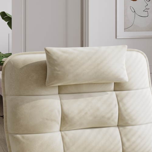 Bestier 24.8" W Velvet Cross-Legged Office Chair with Flip-up Arms, Ergonomic Swivel Executive Chair With Headrest