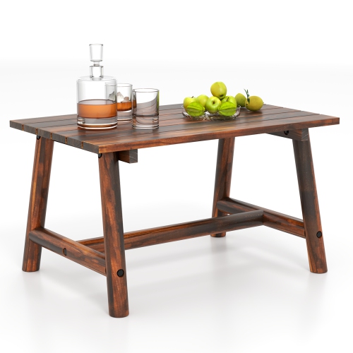 Table d'extérieur en bois massif avec table à lattes pour pelouse ou terrasse