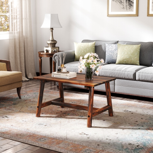 Table d'extérieur en bois massif avec table à lattes pour pelouse ou terrasse