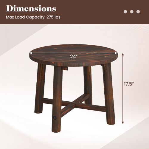 Table de bout de jardin avec structure en bois massif pour l'extérieur ou l'intérieur
