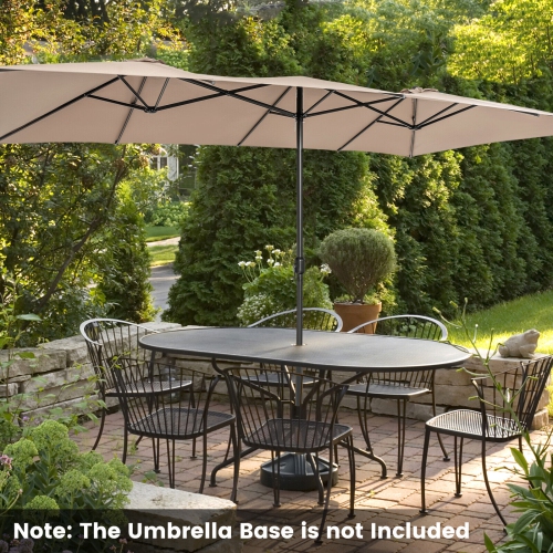 Parasol de patio double avec manivelle et dessus de ventilation