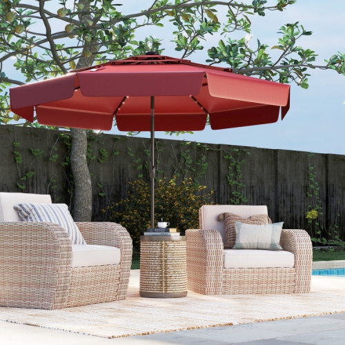 Patio Umbrella with Solar Power and 3-Tier Vent for Outdoor Shade