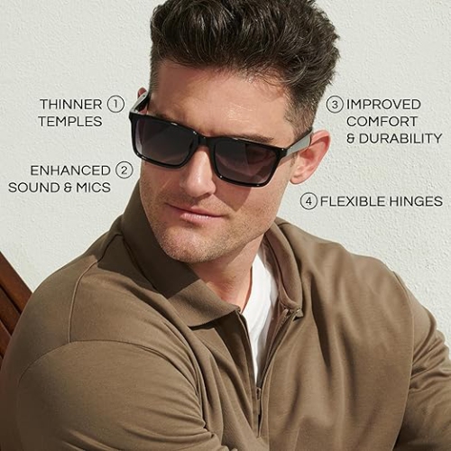 Men & Women Smart Glasses w/UV Protection - Open Ear, Noise Canceling Wireless Mics, Compatible with Voice Assistants