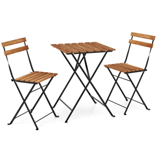 SLICKBLUE  3-Piece Patio Bistro Set With Acacia Wood Slatted Table And Chairs