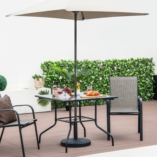 Table de patio extérieure avec trou pour parasol, parasol non inclus