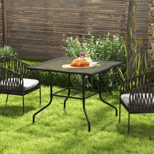 Table de patio extérieure avec trou pour parasol, parasol non inclus