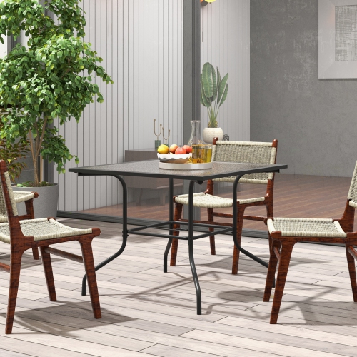 Table de patio extérieure avec trou pour parasol, parasol non inclus
