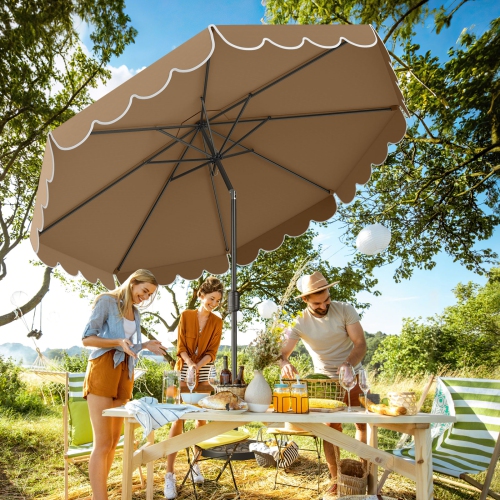 Parasol de patio avec manivelle et inclinaison réglable pour une utilisation à l'extérieur