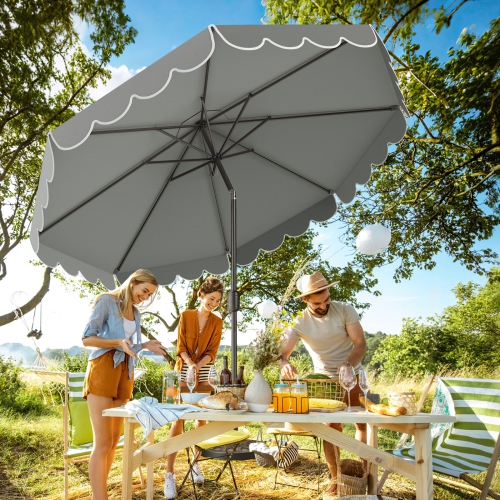 Parasol de patio avec manivelle et inclinaison réglable pour une utilisation à l'extérieur