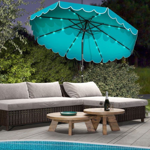 Parasol solaire de patio avec 24 lampes LED pour l'extérieur