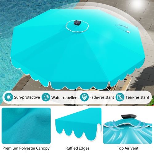 Parasol solaire de patio avec 24 lampes LED pour l'extérieur