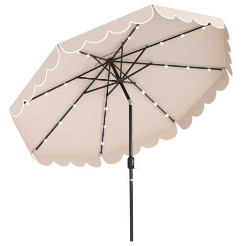Solar-Powered Patio Umbrella with 24 LED Lights for Outdoor Use