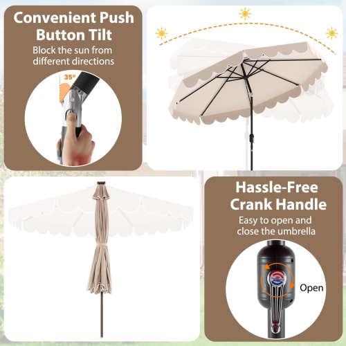 Solar-Powered Patio Umbrella with 24 LED Lights for Outdoor Use