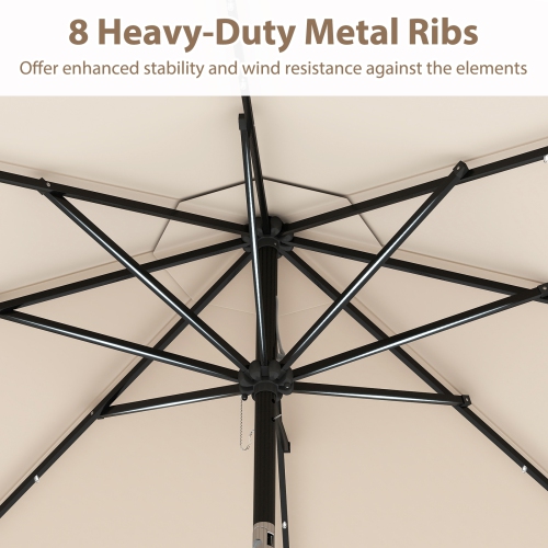 Solar-Powered Patio Umbrella with 24 LED Lights for Outdoor Use