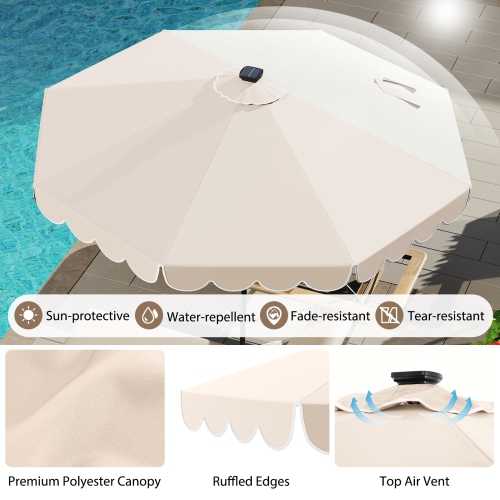 Solar-Powered Patio Umbrella with 24 LED Lights for Outdoor Use