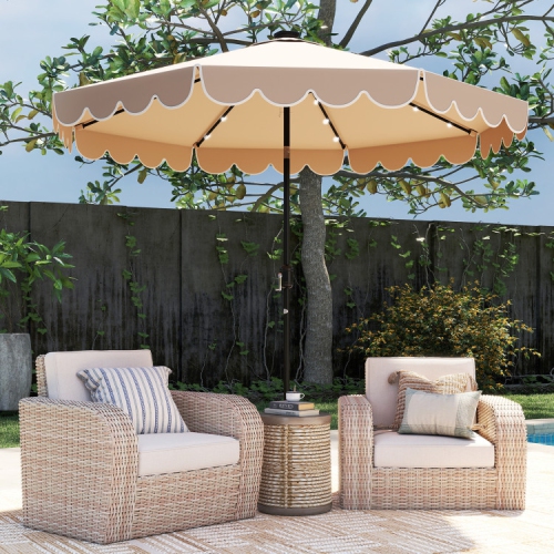 Solar-Powered Patio Umbrella with 24 LED Lights for Outdoor Use