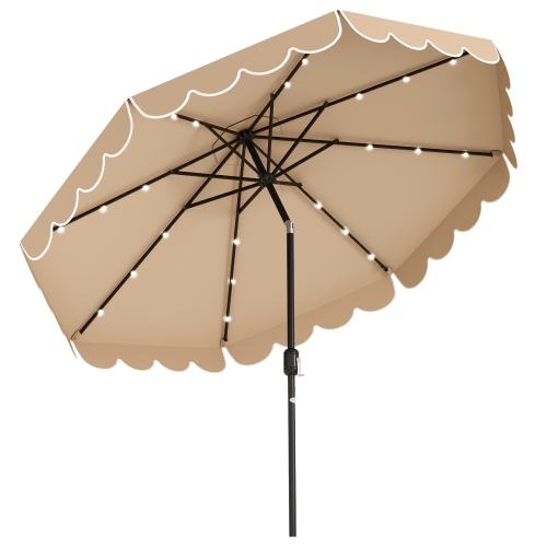 Solar-Powered Patio Umbrella with 24 LED Lights for Outdoor Use