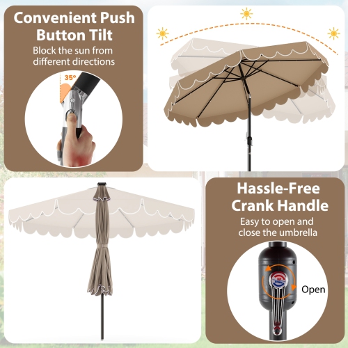 Solar-Powered Patio Umbrella with 24 LED Lights for Outdoor Use