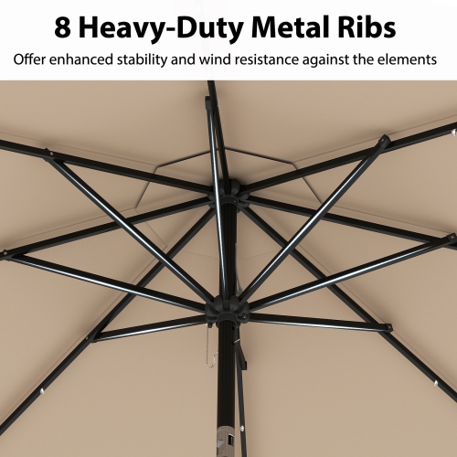 Solar-Powered Patio Umbrella with 24 LED Lights for Outdoor Use