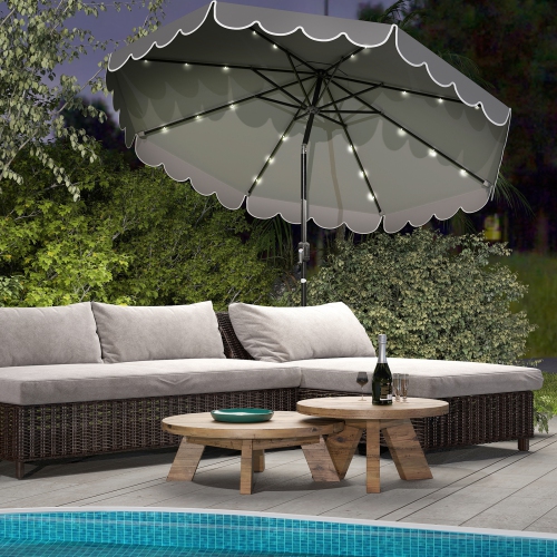 Parasol solaire de patio avec 24 lampes LED pour l'extérieur
