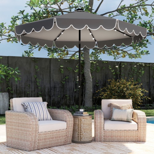 Parasol solaire de patio avec 24 lampes LED pour l'extérieur