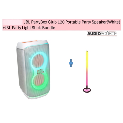 JBL PartyBox Club 120 Portable party speaker(White) +JBL Party Light Stick-Bundle