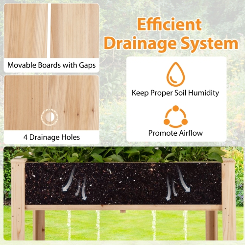 Elevated Wooden Planter Box with Trellis for Climbing Plants