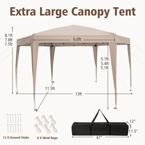 Hexagon Shape Pop-Up Canopy with Adjustable Frame and Dressed Legs