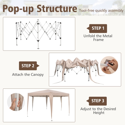 Hexagon Shape Pop-Up Canopy with Adjustable Frame and Dressed Legs