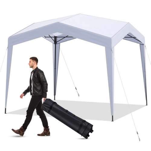 Folding Pop Up Canopy Tent with Wheeled Carry Bag, Stakes & Wind Ropes