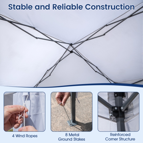 Folding Pop Up Canopy Tent with Wheeled Carry Bag, Stakes & Wind Ropes