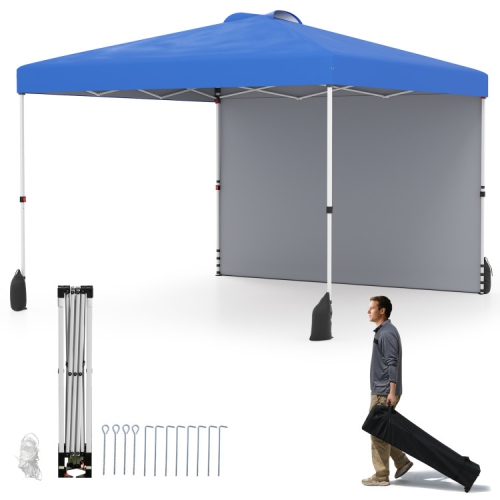 Backyard Party & Camping Pop-Up Canopy Tent with 1 Sidewall + Wheeled Bag