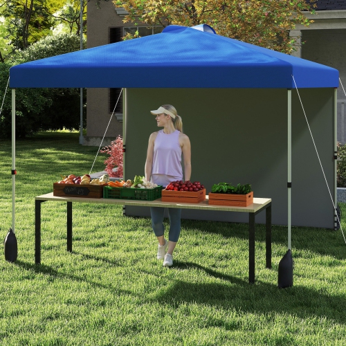 Backyard Party & Camping Pop-Up Canopy Tent with 1 Sidewall + Wheeled Bag