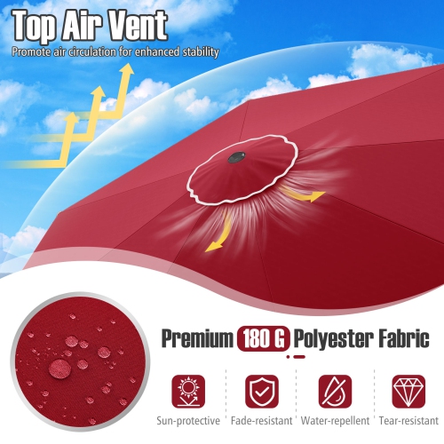 Parasol de patio avec manivelle et inclinaison réglable pour une utilisation à l'extérieur