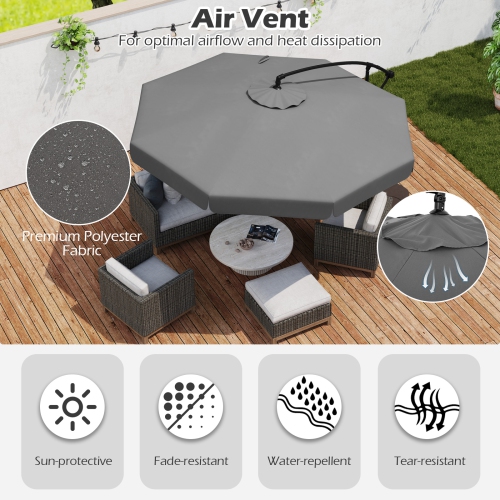 Parasol en porte-à-faux d'extérieur à inclinaison réglable et bord à volants