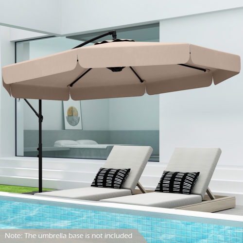 Parasol en porte-à-faux d'extérieur à inclinaison réglable et bord à volants