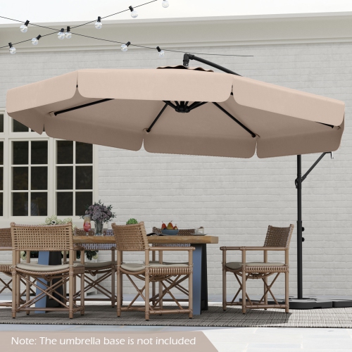 Parasol en porte-à-faux d'extérieur à inclinaison réglable et bord à volants